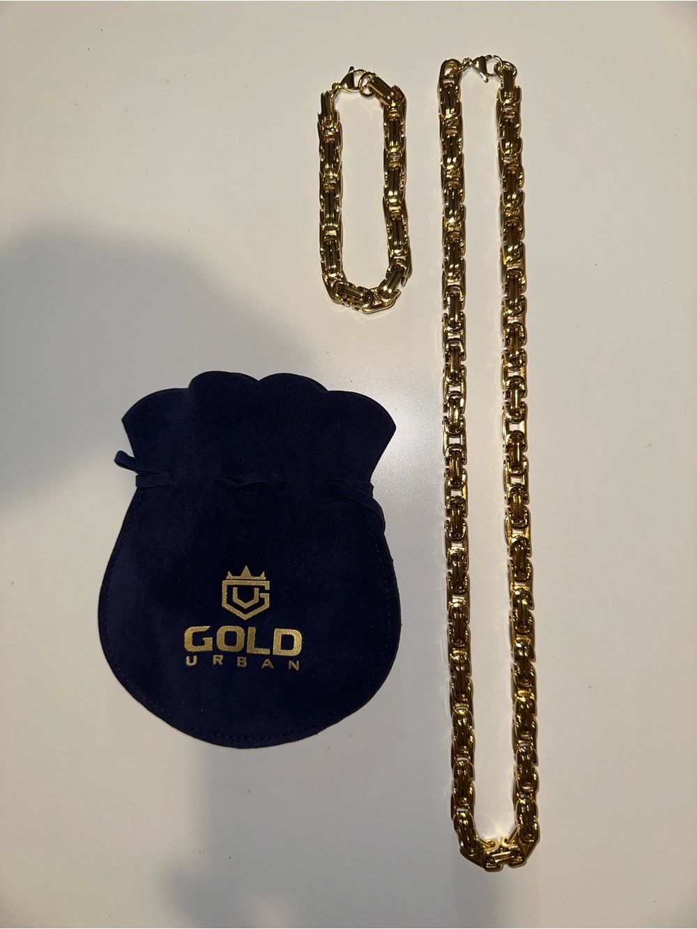Gold Urban Men's Gold Chain Necklace & Bracelet Set